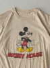Vintage 80s Beige Mickey Mouse Double Sided Single Stitch Tee (S/M) sold by Rebalance Vintage