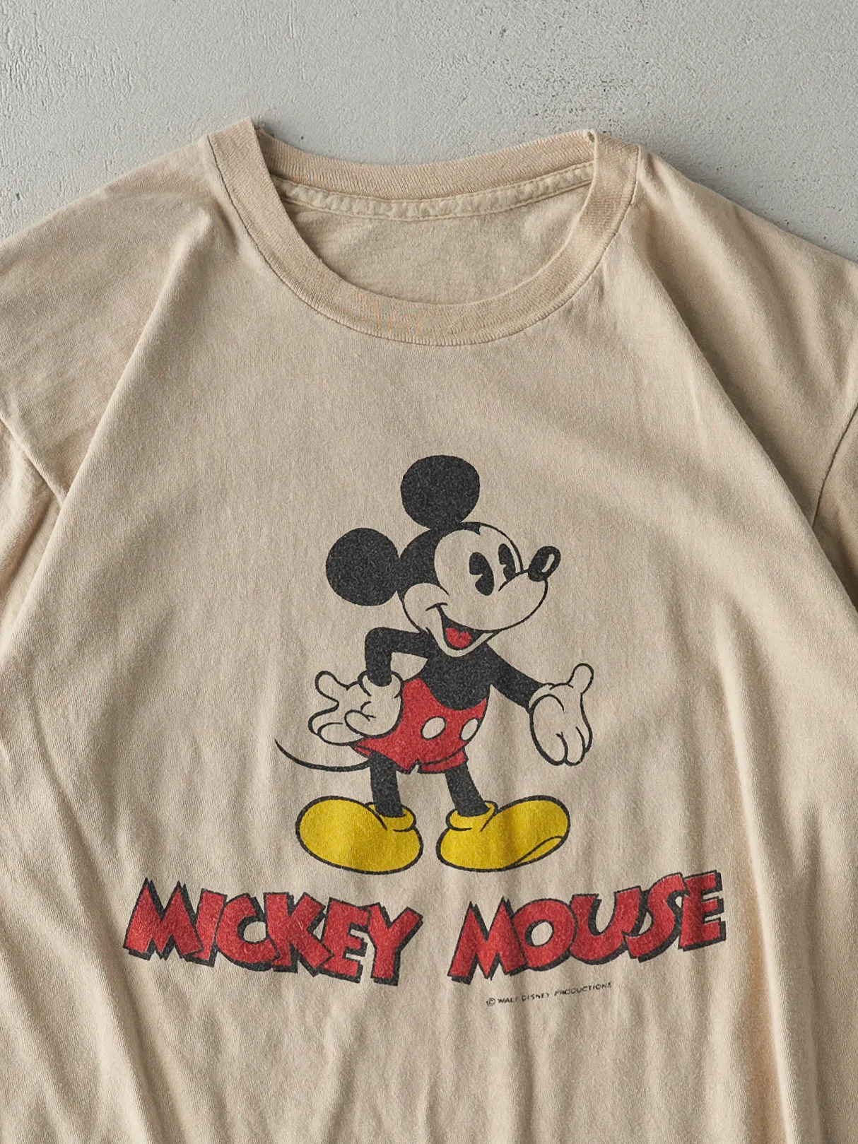 Vintage 80s Beige Mickey Mouse Double Sided Single Stitch Tee (S/M) sold by Rebalance Vintage product image thumbnail 3