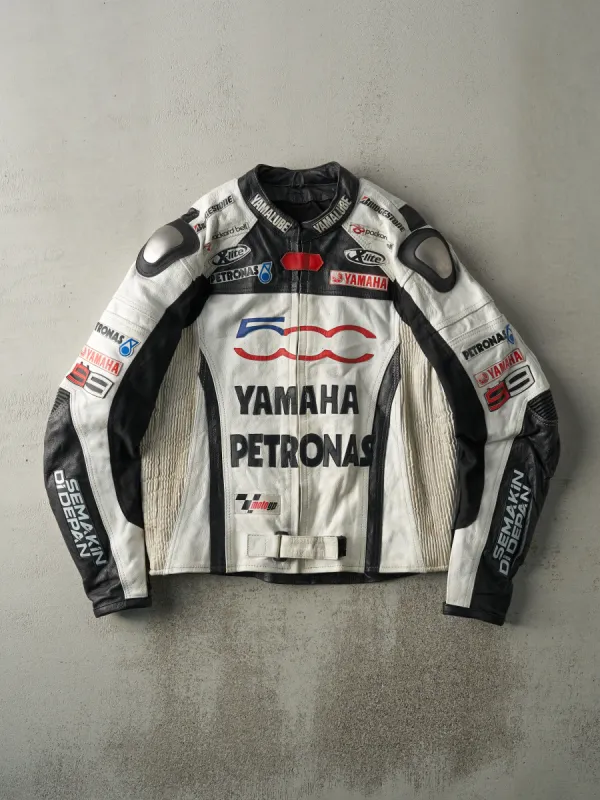 Vintage 90s White & Black Yamaha Leather Racing Biker Jacket (M) sold by Rebalance Vintage