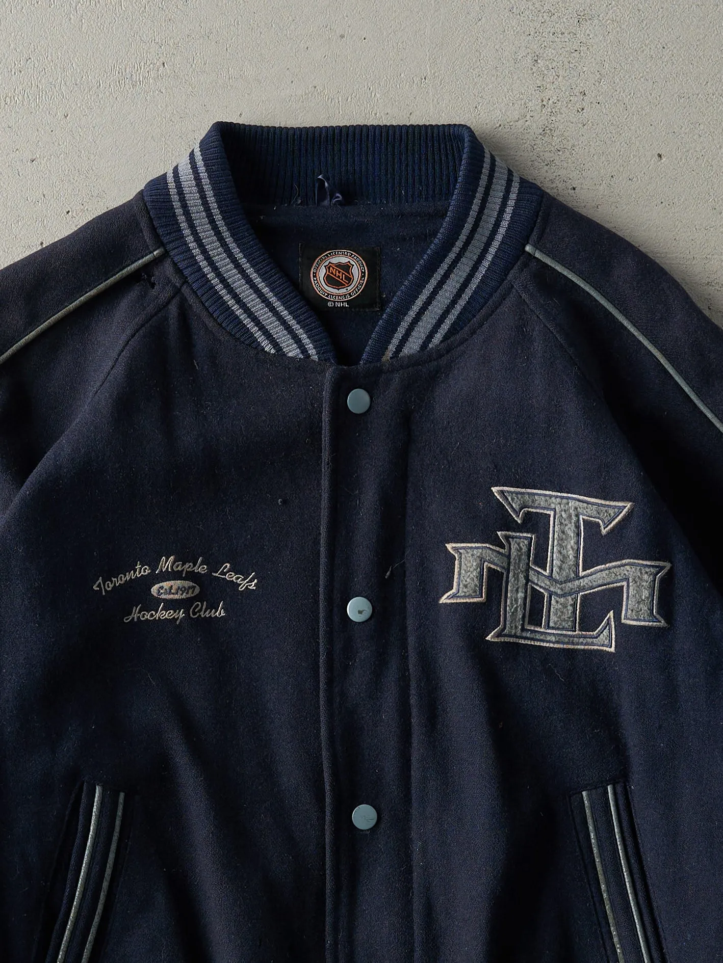 Vintage Navy Blue Toronto Maple Leafs Wool Varsity Jacket (M) sold by Rebalance Vintage product image thumbnail 3