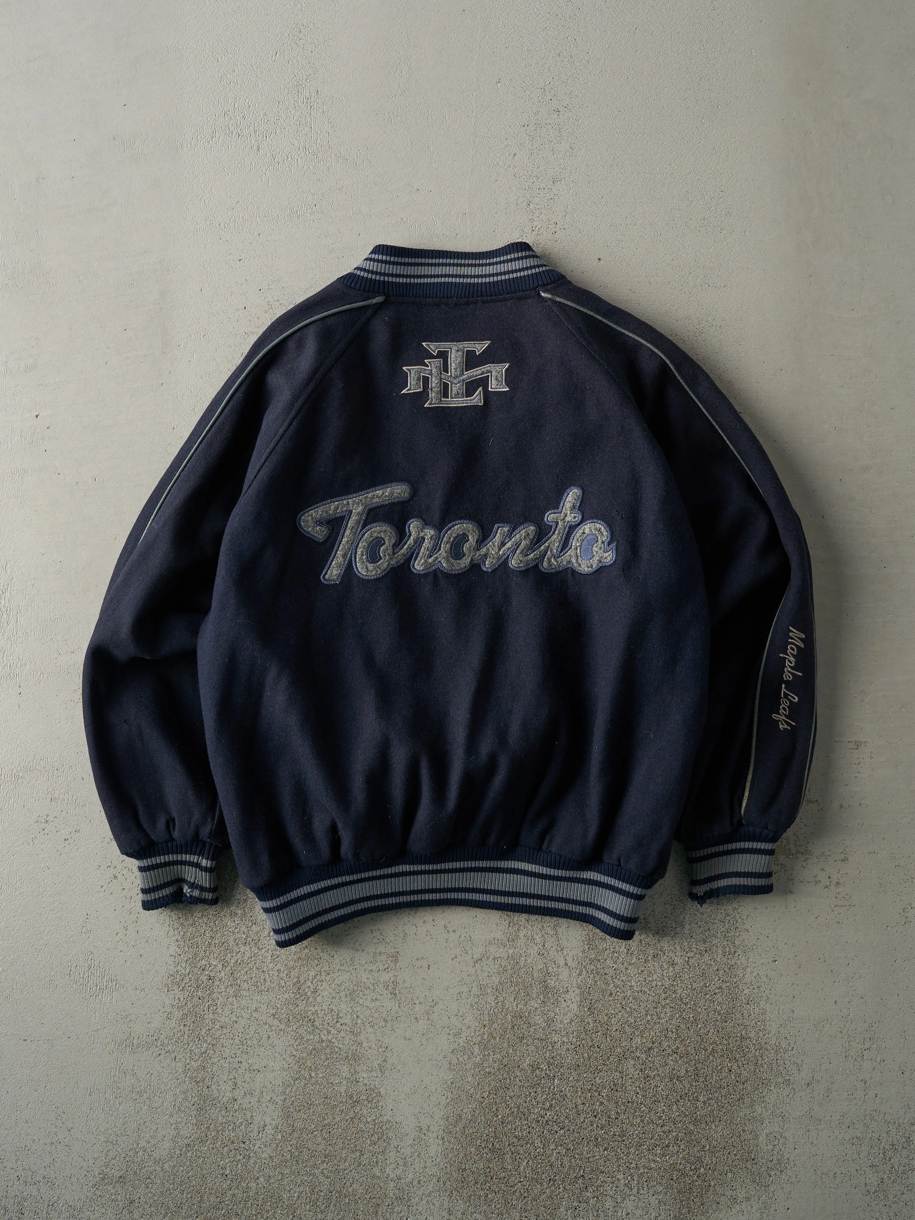 Vintage Navy Blue Toronto Maple Leafs Wool Varsity Jacket (M) sold by Rebalance Vintage product image thumbnail 2