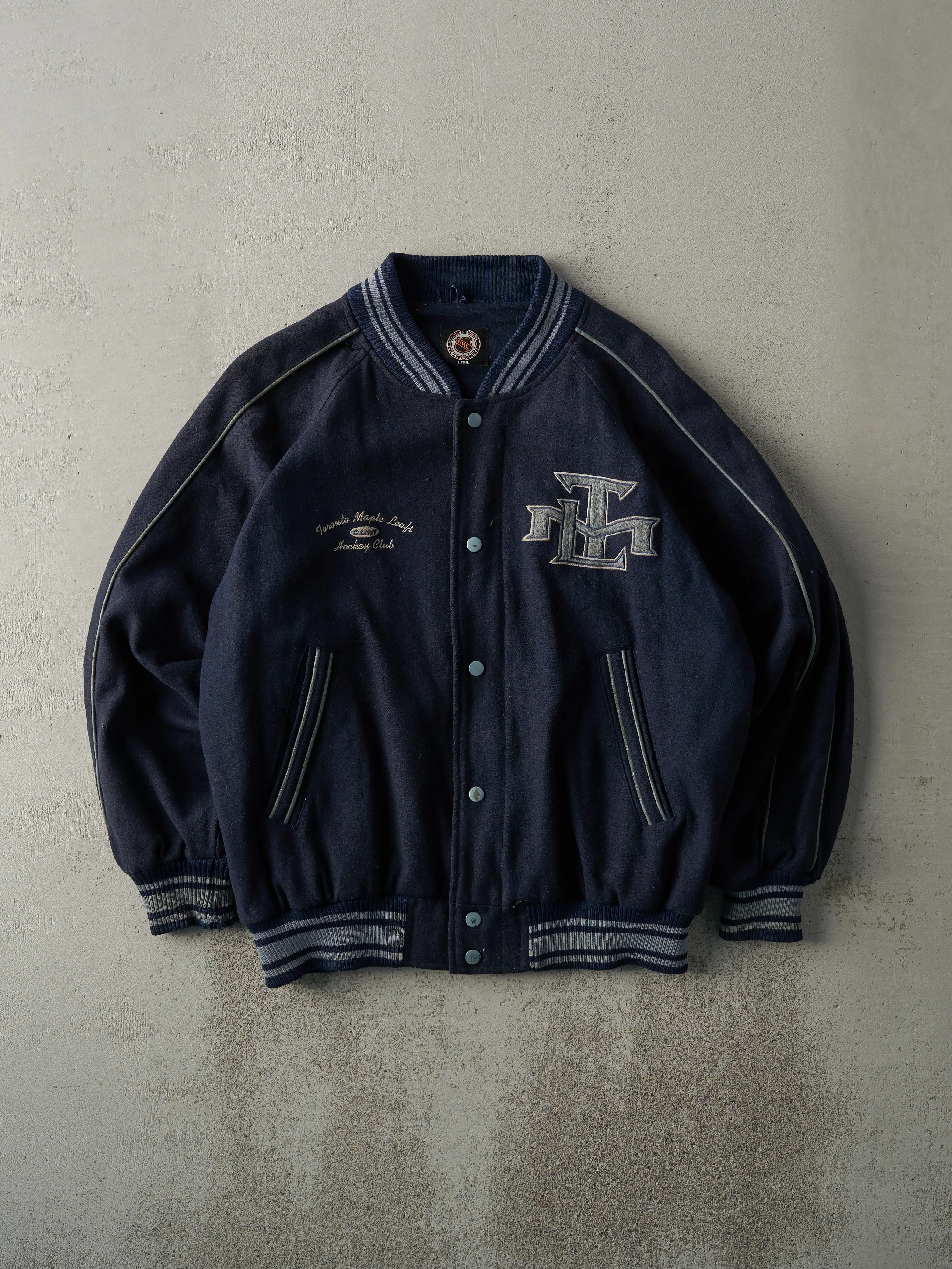 Vintage Navy Blue Toronto Maple Leafs Wool Varsity Jacket (M) sold by Rebalance Vintage