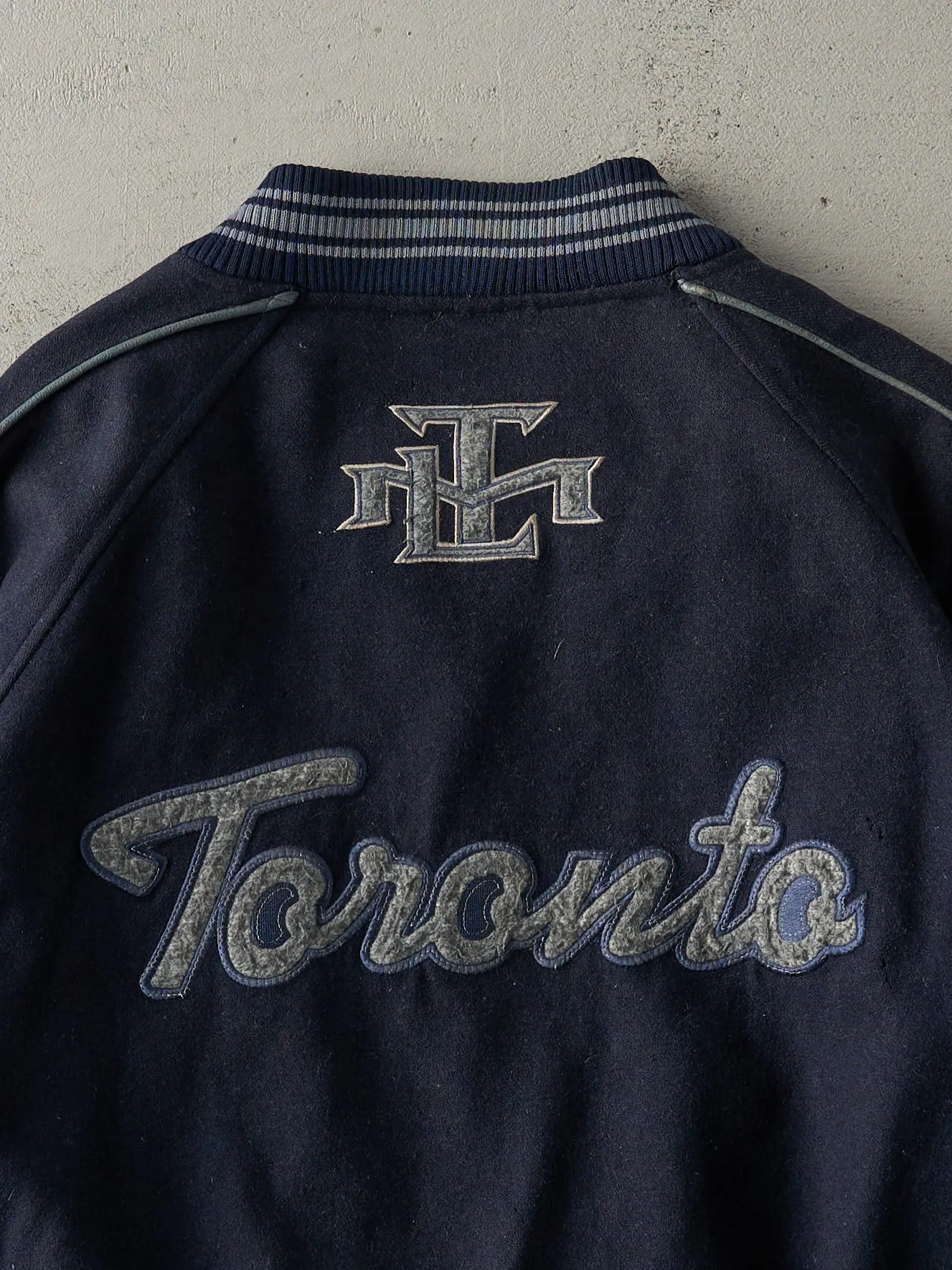 Vintage Navy Blue Toronto Maple Leafs Wool Varsity Jacket (M) sold by Rebalance Vintage product image thumbnail 4