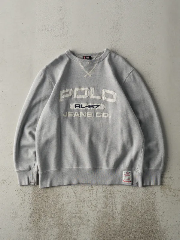 Vintage Y2K Grey Polo Jeans Crewneck (S/M) sold by Rebalance Vintage