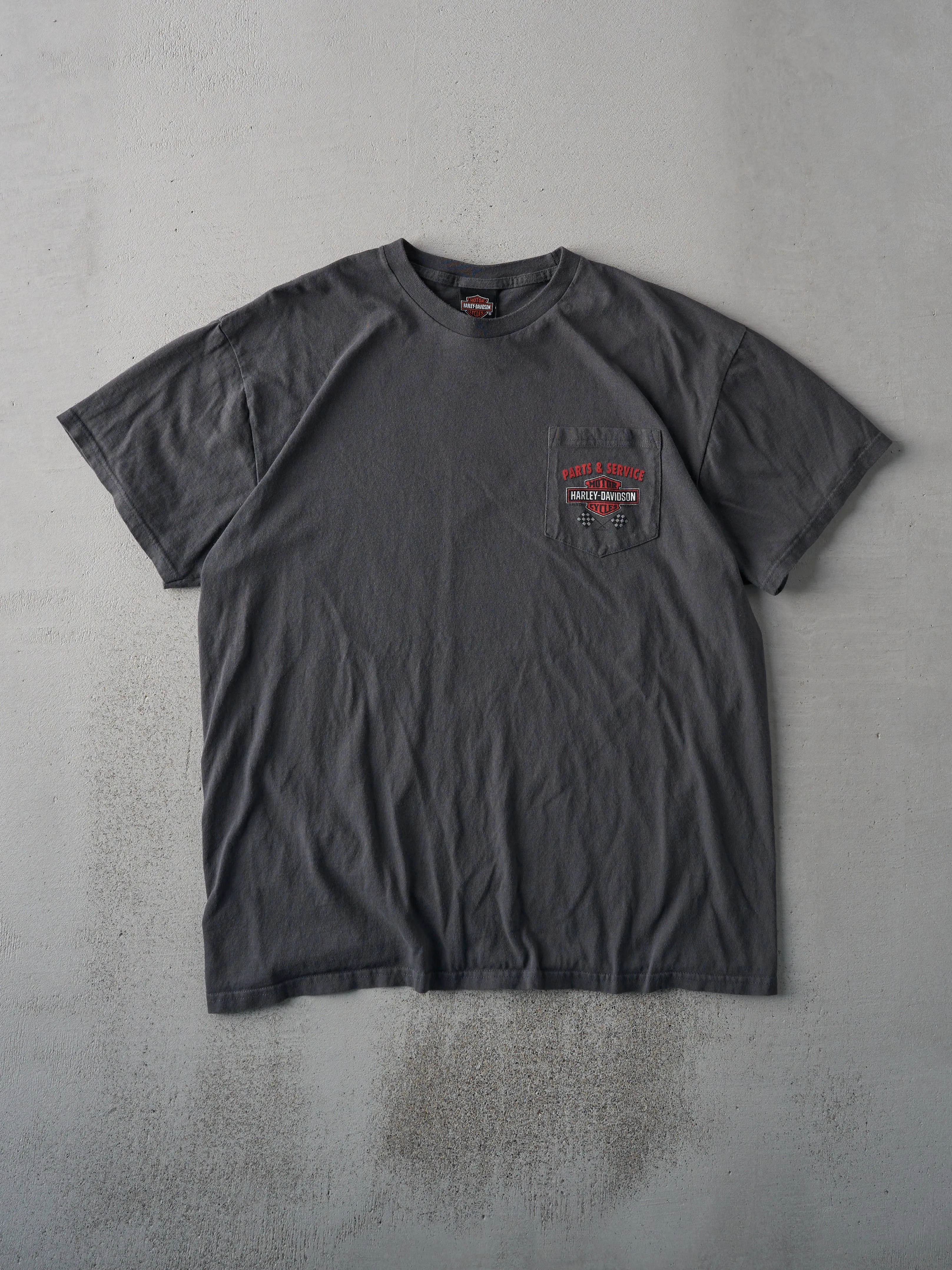 Vintage Y2K Dark Grey Hawkesbury Ontario Harley Davidson Tee (L) sold by Rebalance Vintage