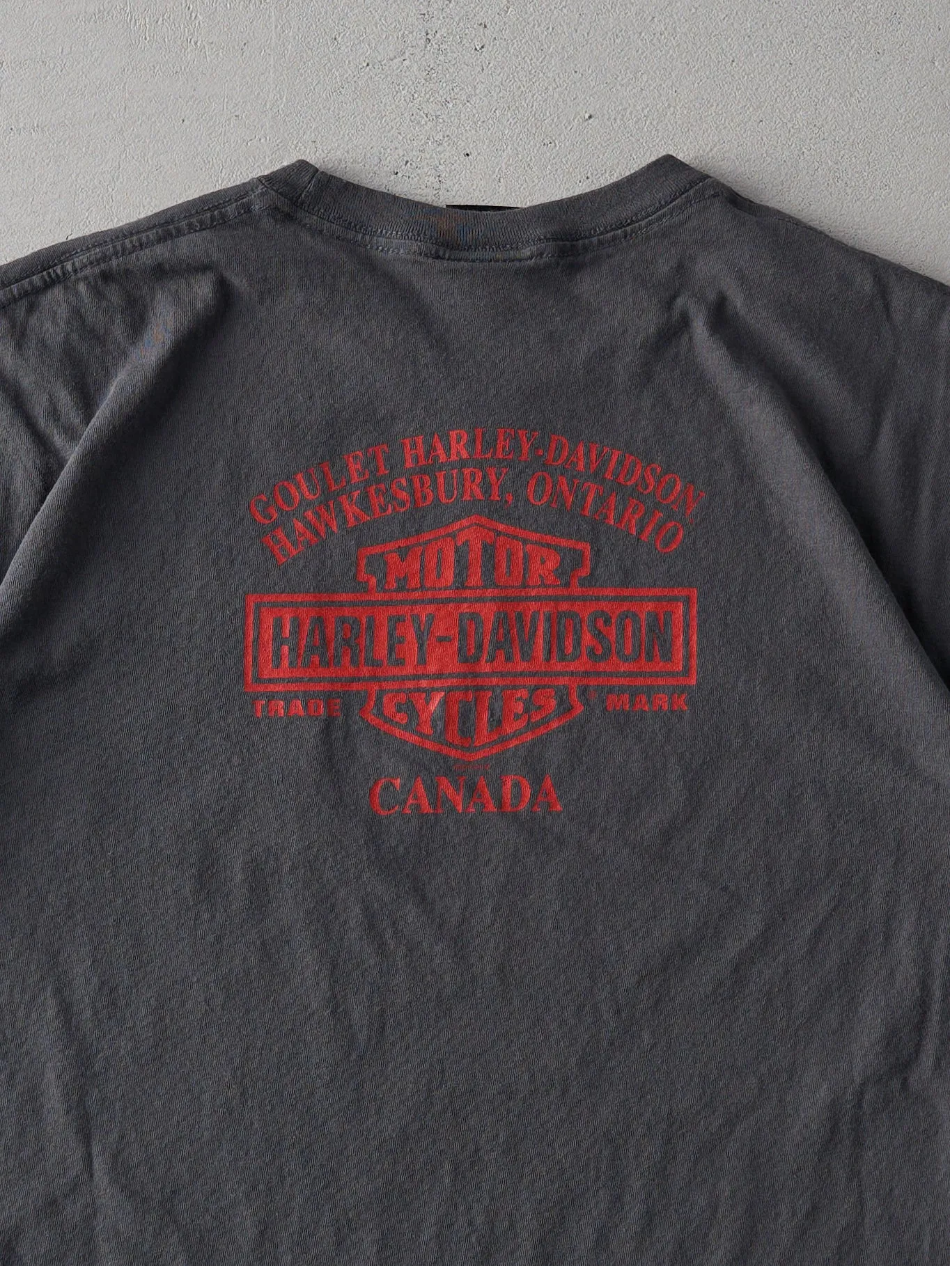 Vintage Y2K Dark Grey Hawkesbury Ontario Harley Davidson Tee (L) sold by Rebalance Vintage product image thumbnail 4