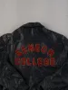 Vintage 88' Black Seneca College Collared Leather Jacket (M) sold by Rebalance Vintage
