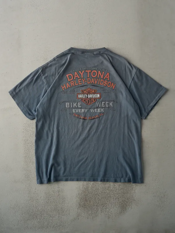 17' Blue Faded Daytona Beach Harley Davidson Tee (M) sold by Rebalance Vintage