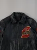 Vintage 88' Black Seneca College Collared Leather Jacket (M) sold by Rebalance Vintage