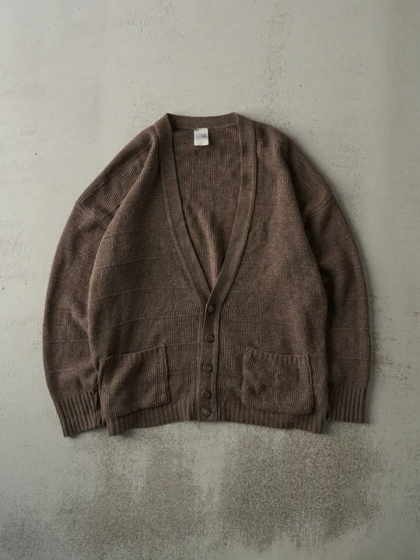 Vintage 80s Brown Box Knit Cardigan (L) sold by Rebalance Vintage