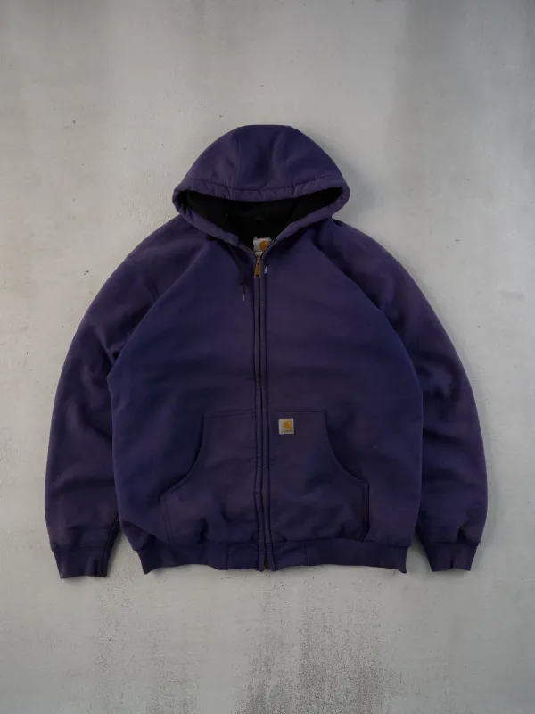Vintage 90s Washed Blue Carhartt Workwear Lined Hooded Zipup (XXL) sold by Rebalance Vintage