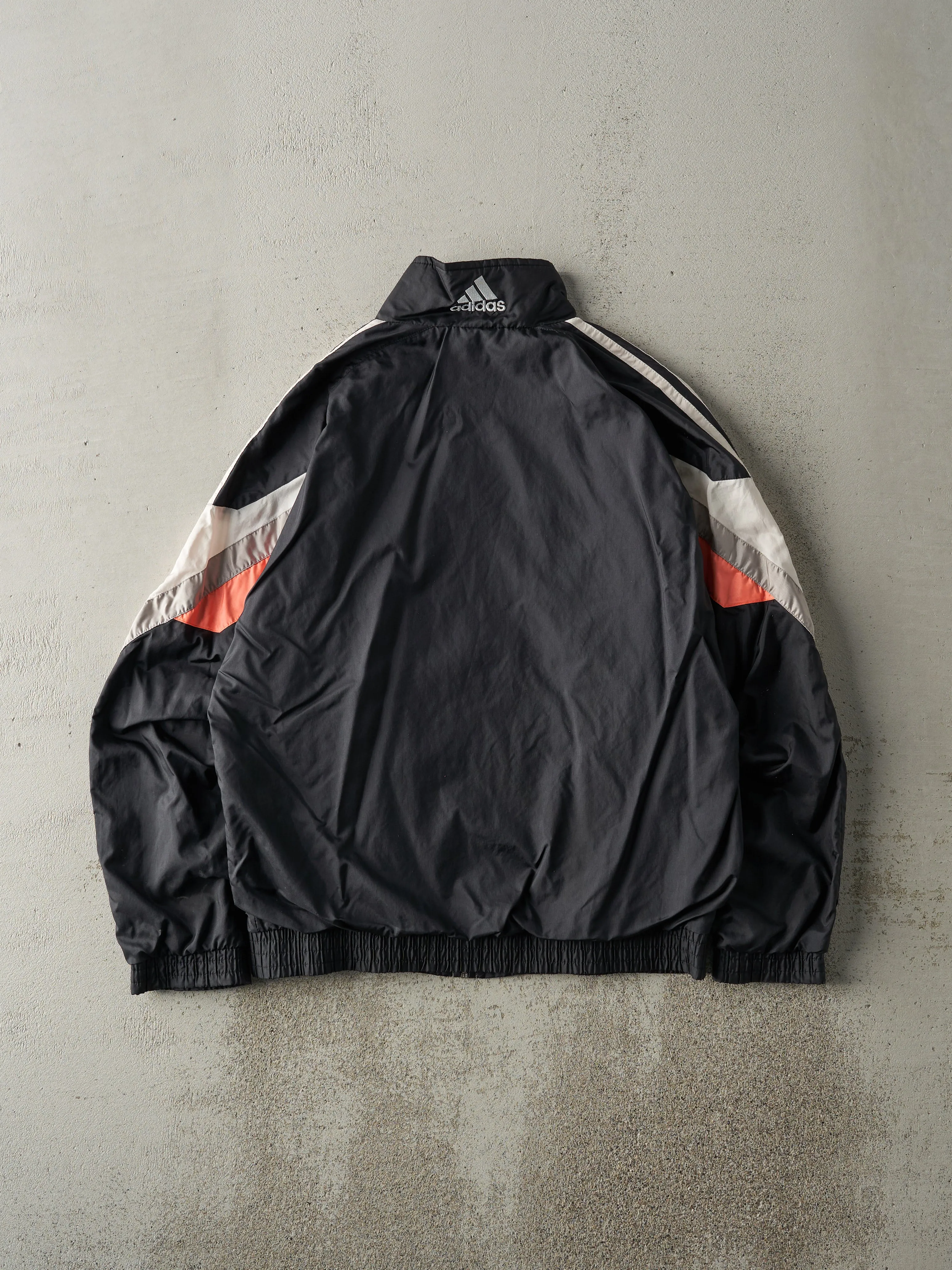 Vintage 90s Black, Grey, White & Orange Adidas Windbreaker Jacket (M) sold by Rebalance Vintage product image thumbnail 2