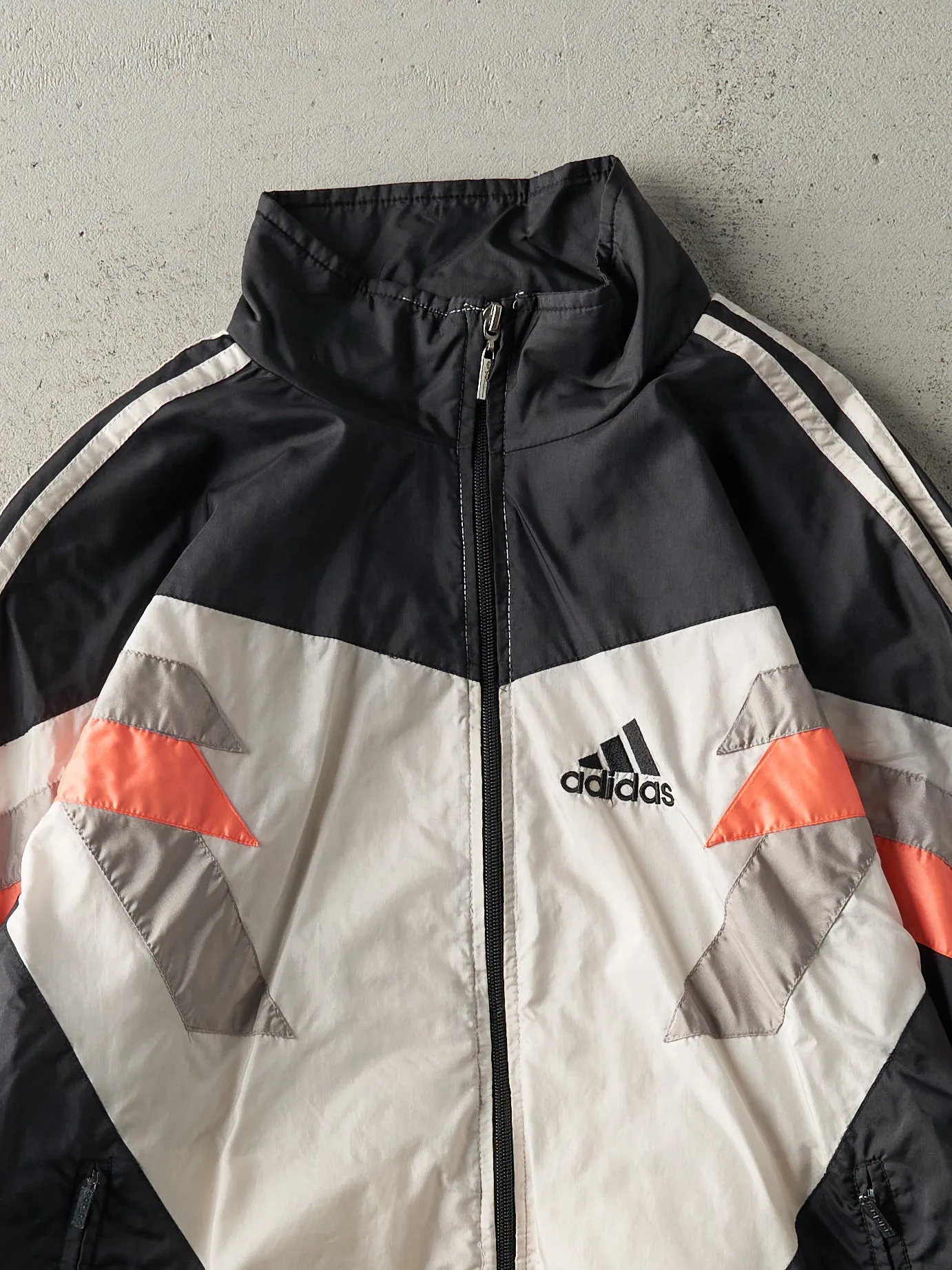 Vintage 90s Black, Grey, White & Orange Adidas Windbreaker Jacket (M) sold by Rebalance Vintage product image thumbnail 3