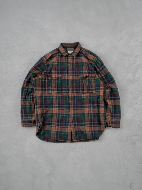Vintage 90s Brown and Green Penoleton Wool Plaid Flannel (L) sold by Rebalance Vintage