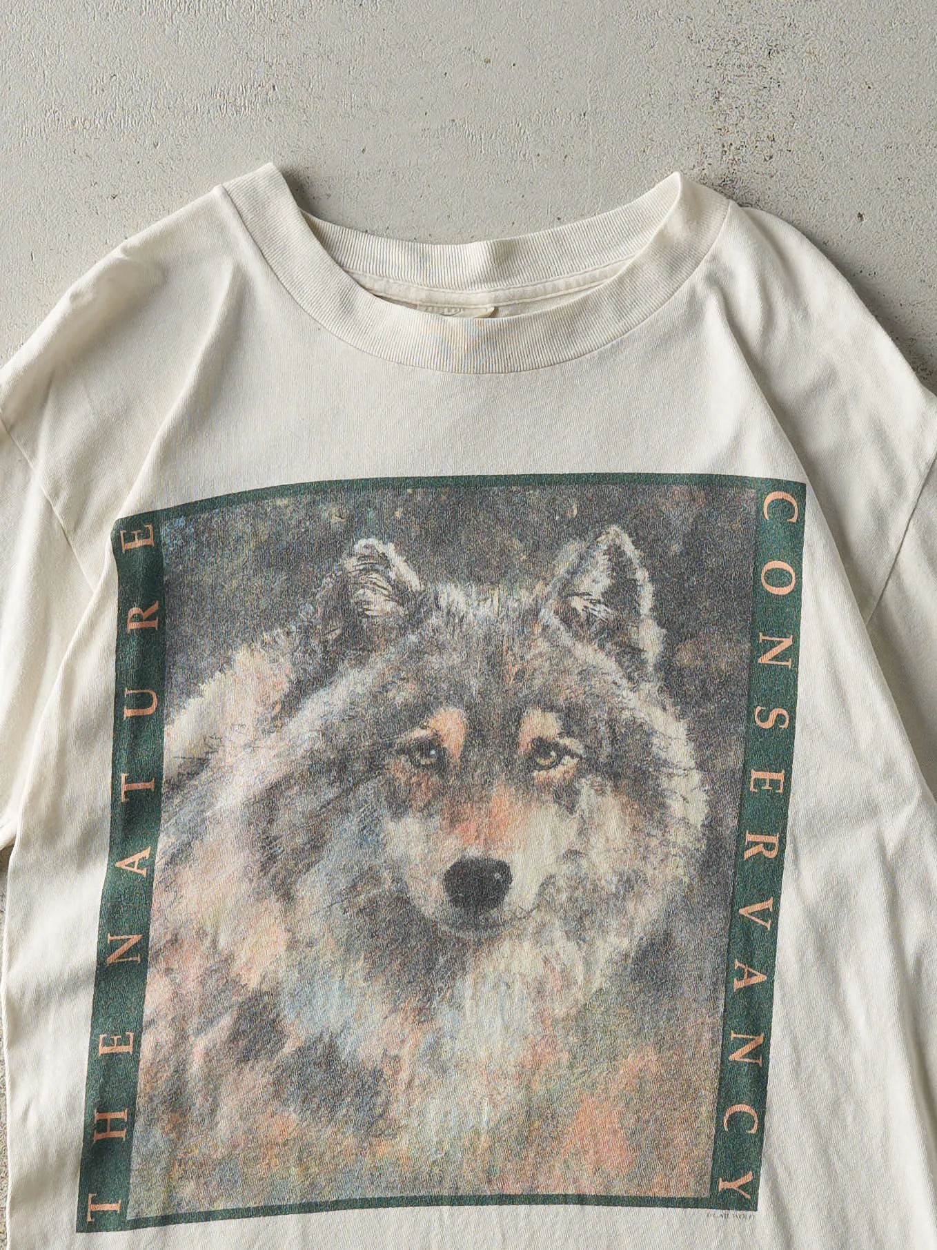 Vintage 90s Beige Nature Conservancy Wolf Tee (S/M) sold by Rebalance Vintage product image thumbnail 3