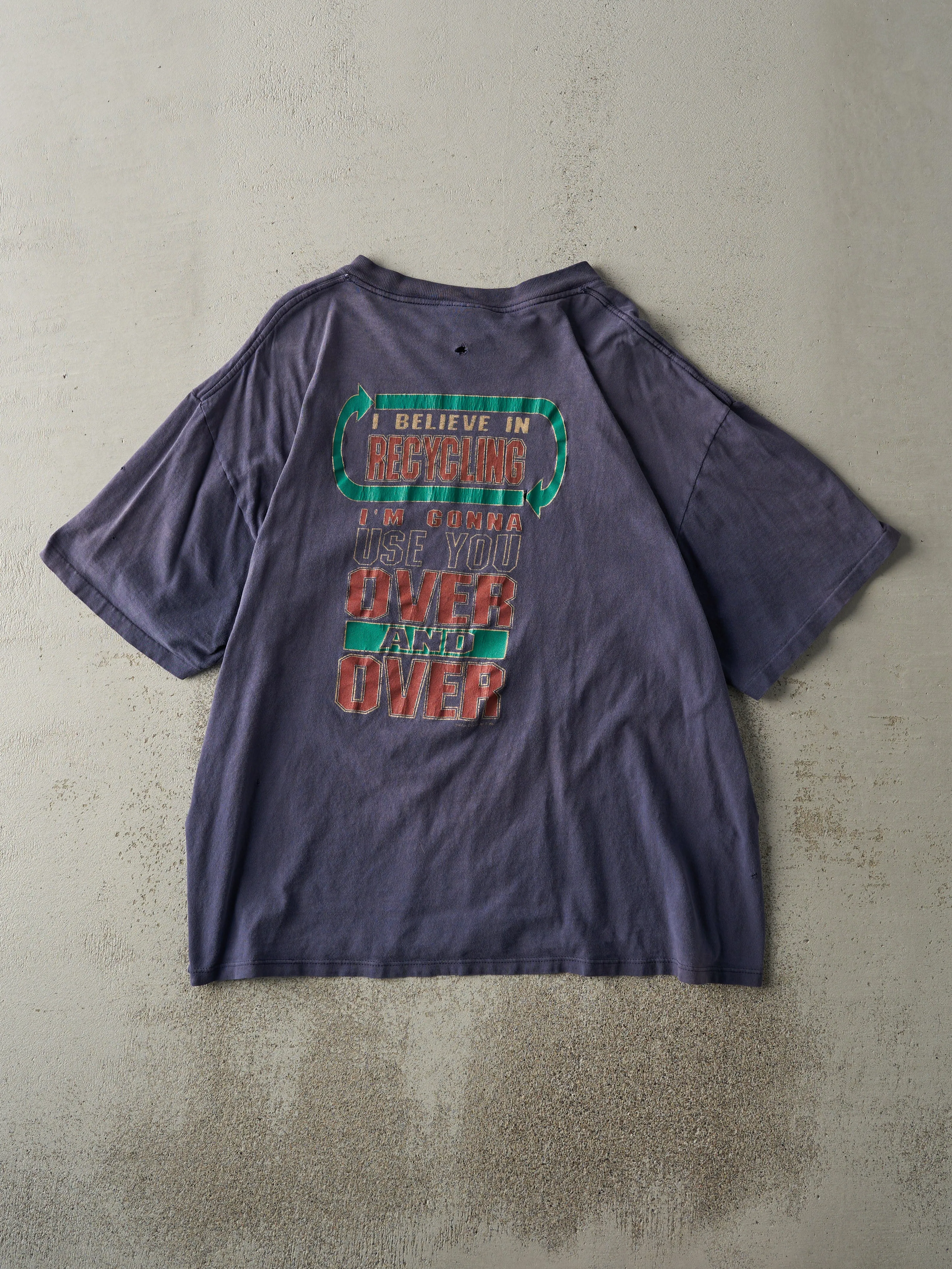 Vintage 90s Navy Blue Recycle University Tee (L) sold by Rebalance Vintage product image thumbnail 2