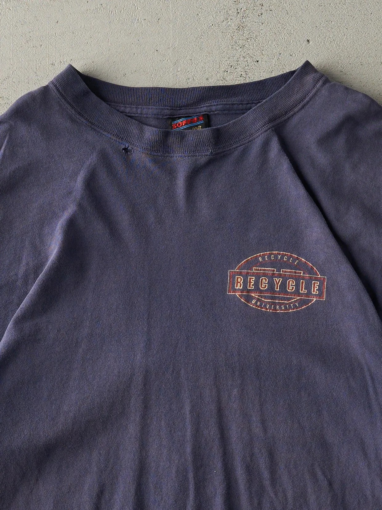 Vintage 90s Navy Blue Recycle University Tee (L) sold by Rebalance Vintage product image thumbnail 3