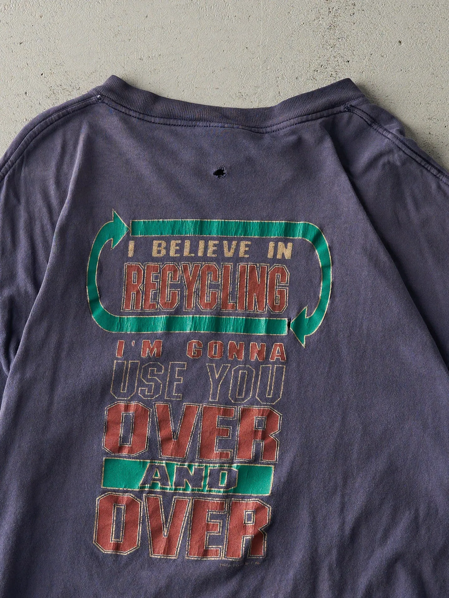 Vintage 90s Navy Blue Recycle University Tee (L) sold by Rebalance Vintage product image thumbnail 4