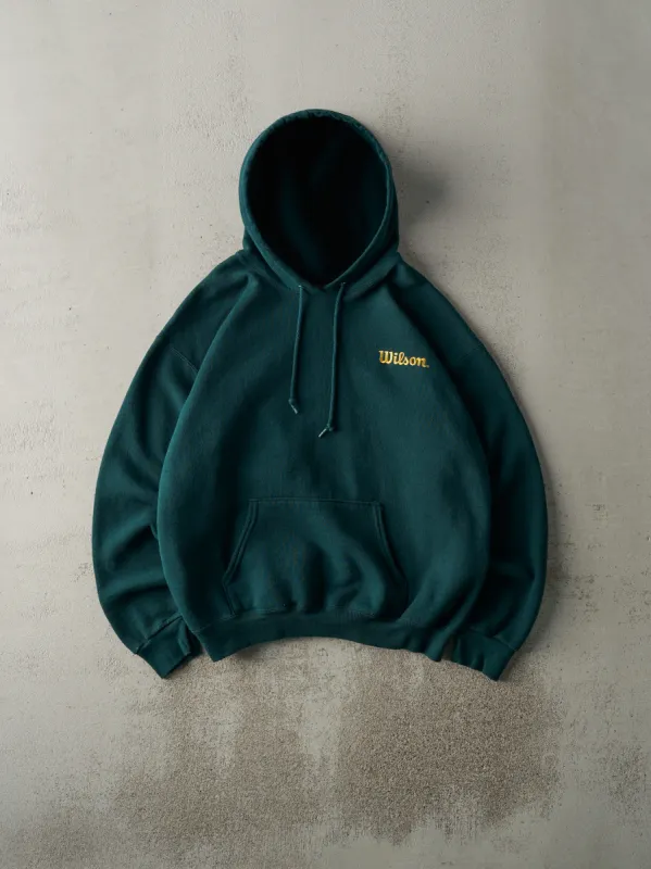 Viintage 90s Forest Green Wilson Embroidered Boxy Hoodie (L) sold by Rebalance Vintage