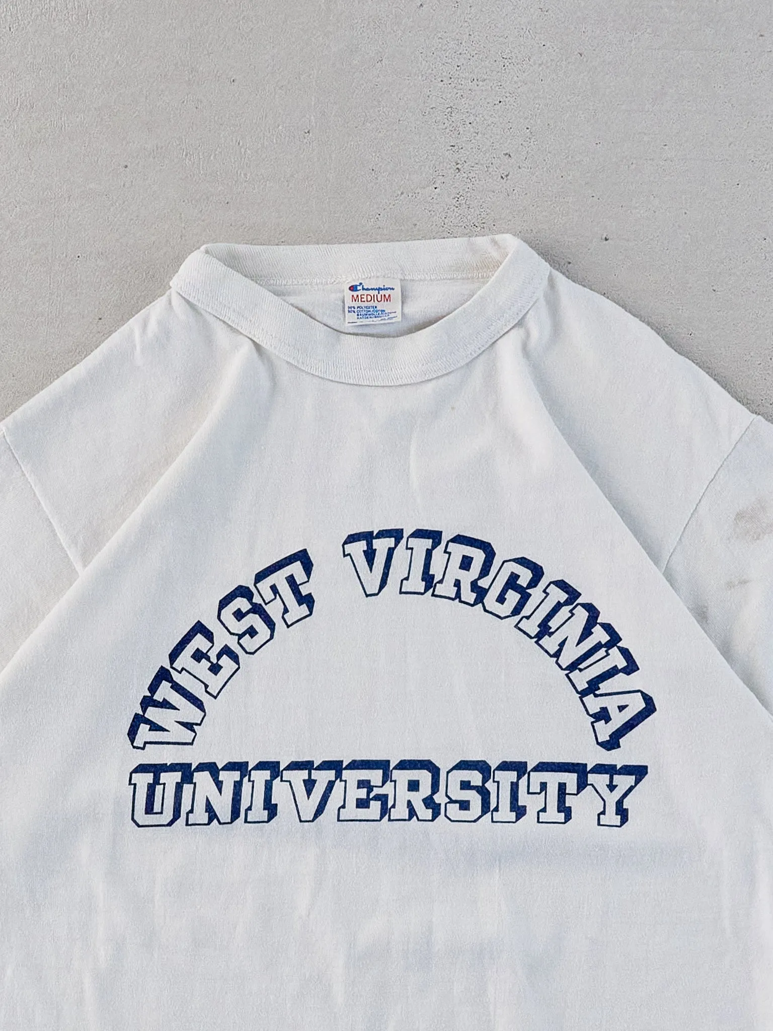 Vintage 80s White Single Stitched West Virginia Champion University Tee (XS)I sold by Rebalance Vintage product image thumbnail 3