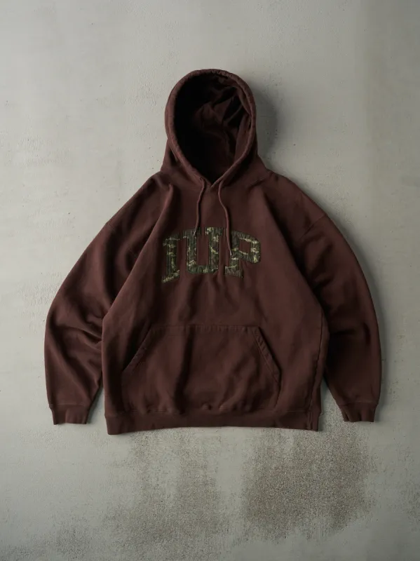 Vintage Y2K Brown and Camo IUP Hoodie (L) sold by Rebalance Vintage