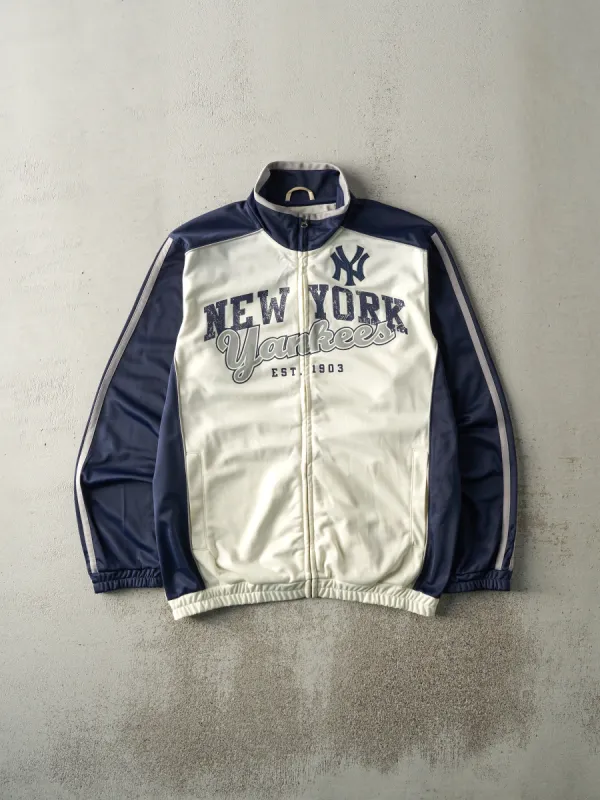 Vintage Y2K White & Navy Blue Zip Up Yankee Track Jacket (S/M) sold by Rebalance Vintage