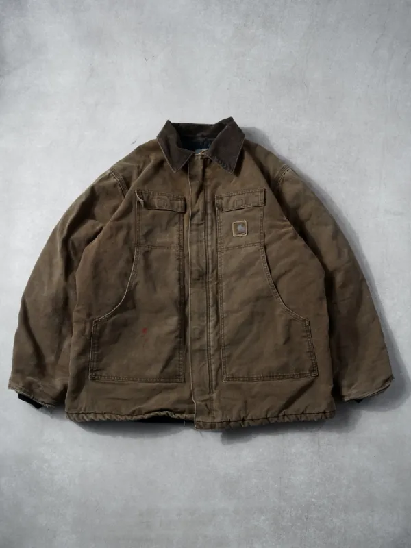 Vintage 90s Brown Carhartt Collared Workwear Jacket (XL) sold by Rebalance Vintage