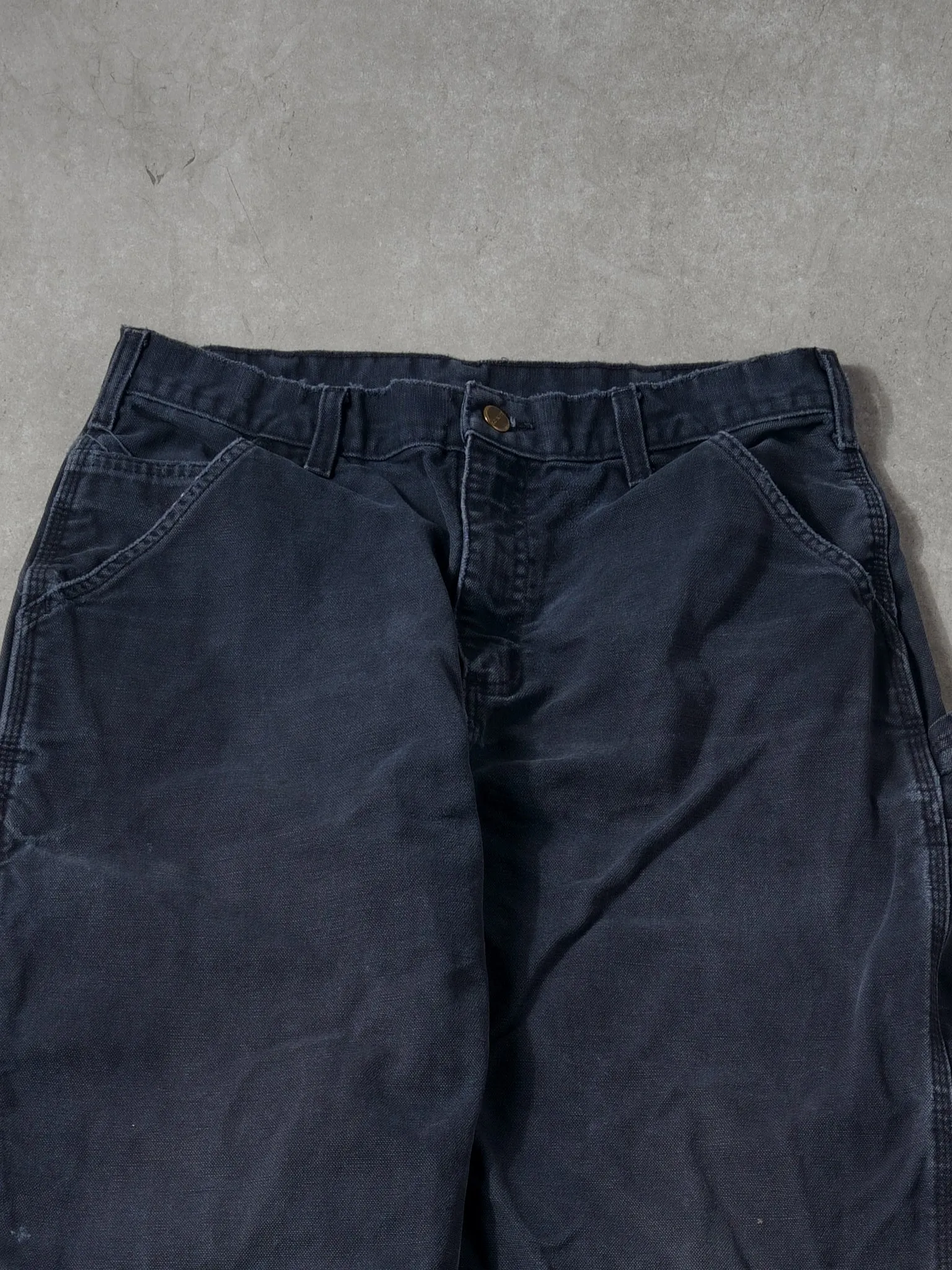 Vintage 90s Washed Navy Carhartt Original Dungeree Fit Carpenter Pants (34x31) sold by Rebalance Vintage product image thumbnail 3
