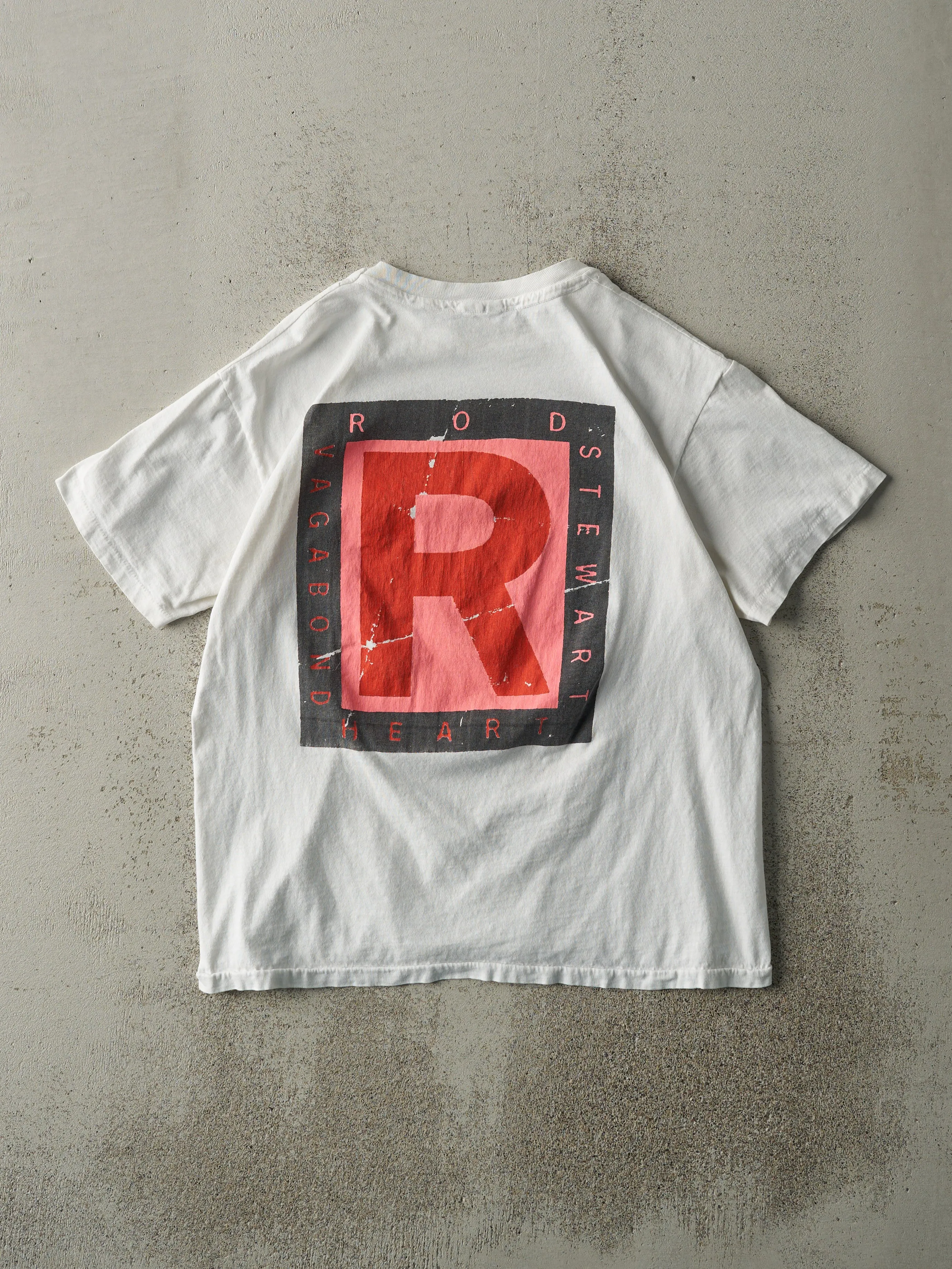 Vintage 91' White Rod Stewart Vagabond Heart Single Stitch Tee (S/M) sold by Rebalance Vintage product image thumbnail 2