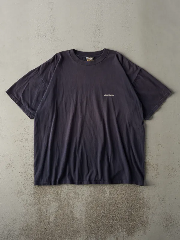 Vintage 90s Sun Faded Navy Jeans B54 Embroidered Logo Tee (L) sold by Rebalance Vintage