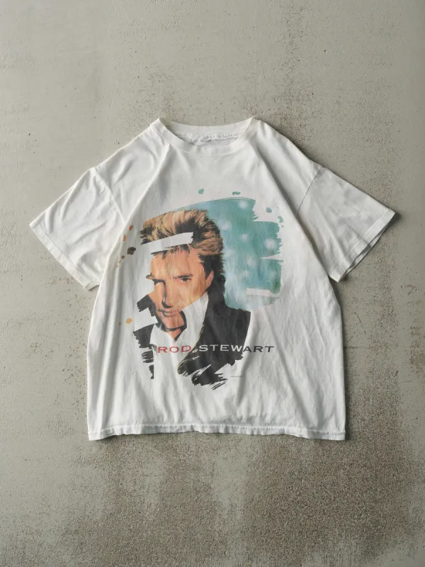 Vintage 91' White Rod Stewart Vagabond Heart Single Stitch Tee (S/M) sold by Rebalance Vintage