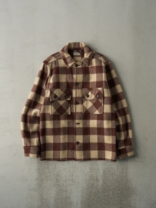 Vintage 80s Brown & Beige Wool Flannel Jacket (S) sold by Rebalance Vintage