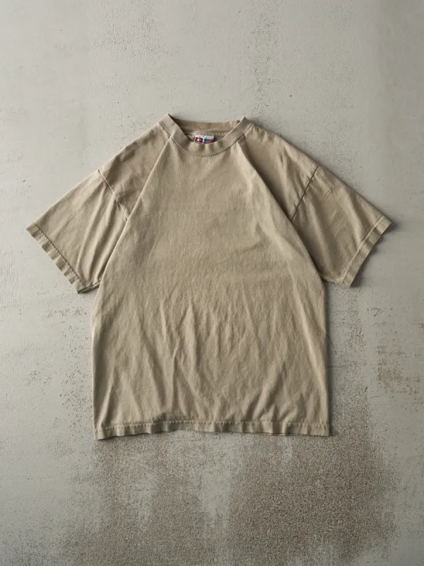 Vintage 90s Beige Blank Tee (M) sold by Rebalance Vintage