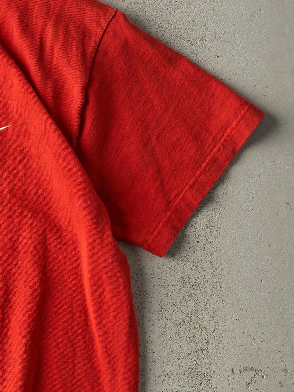Vintage 90s Red Embroidered Nike Swoosh Tee (S) sold by Rebalance Vintage product image thumbnail 3