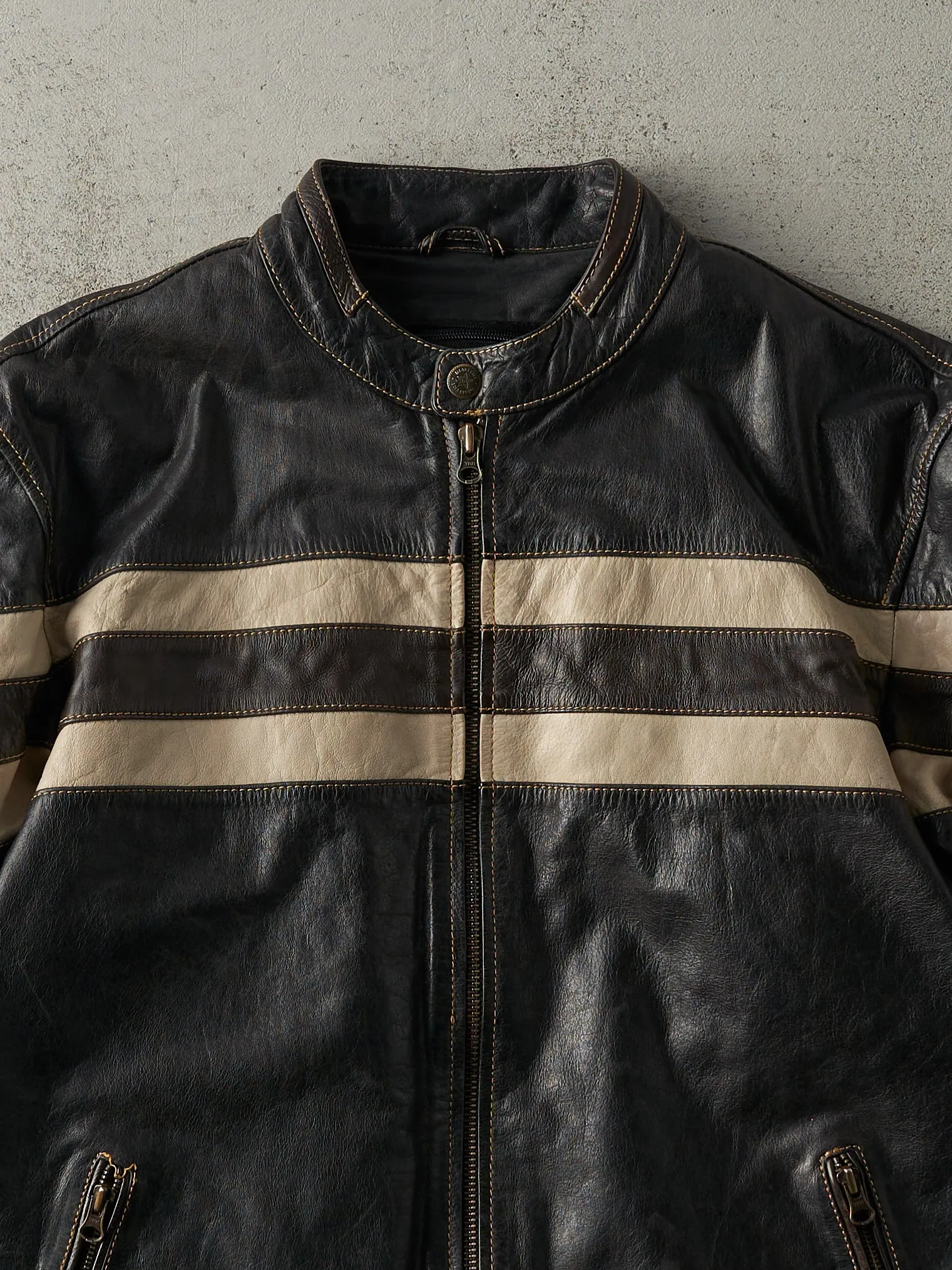 Vintage 90s Dark Brown Dimitri Montreal Leather Biker Jacket (L) sold by Rebalance Vintage product image thumbnail 4