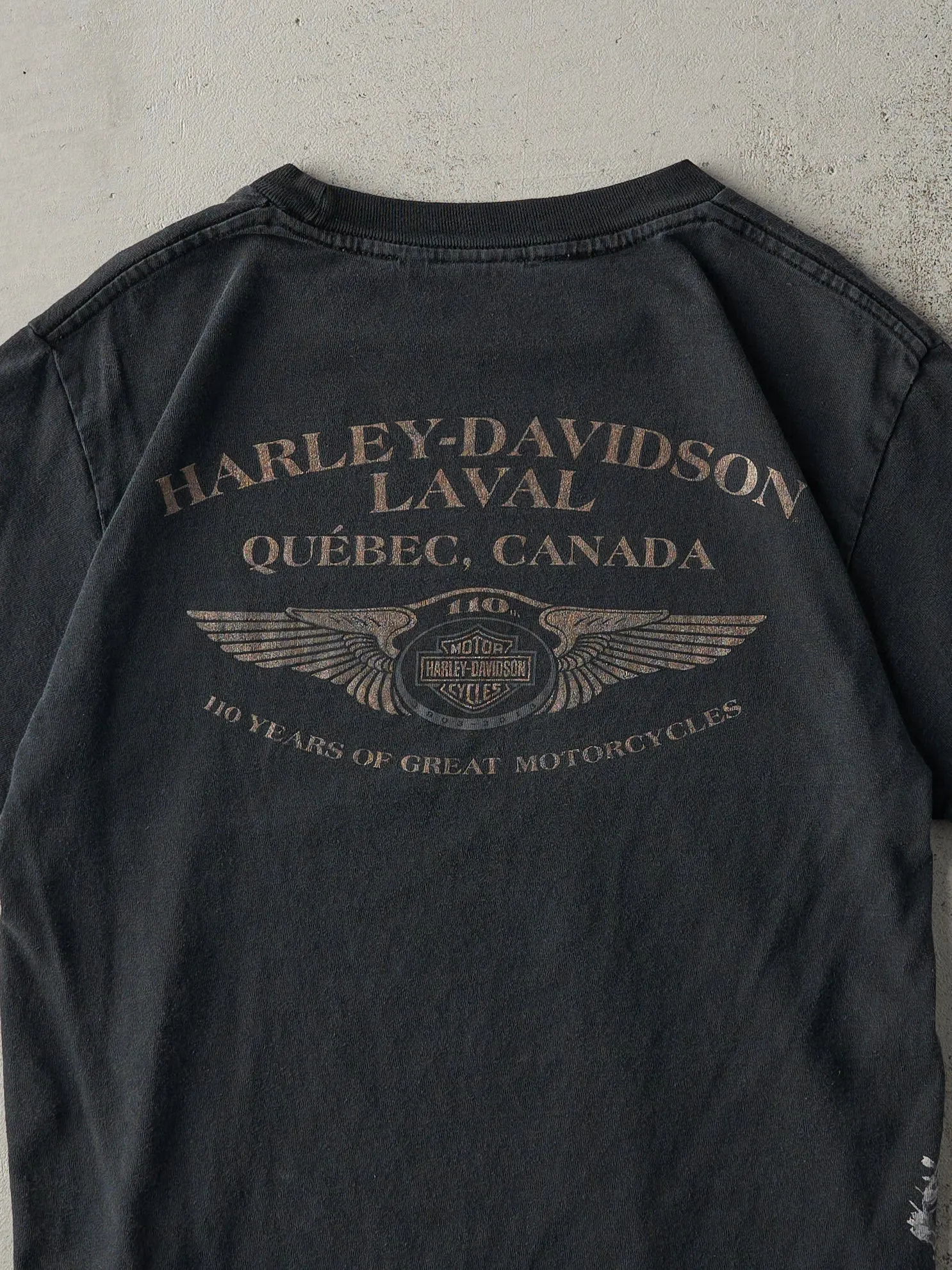 13' Faded Black Laval, Quebec Harley Davidson Tee (XS/S) sold by Rebalance Vintage product image thumbnail 4