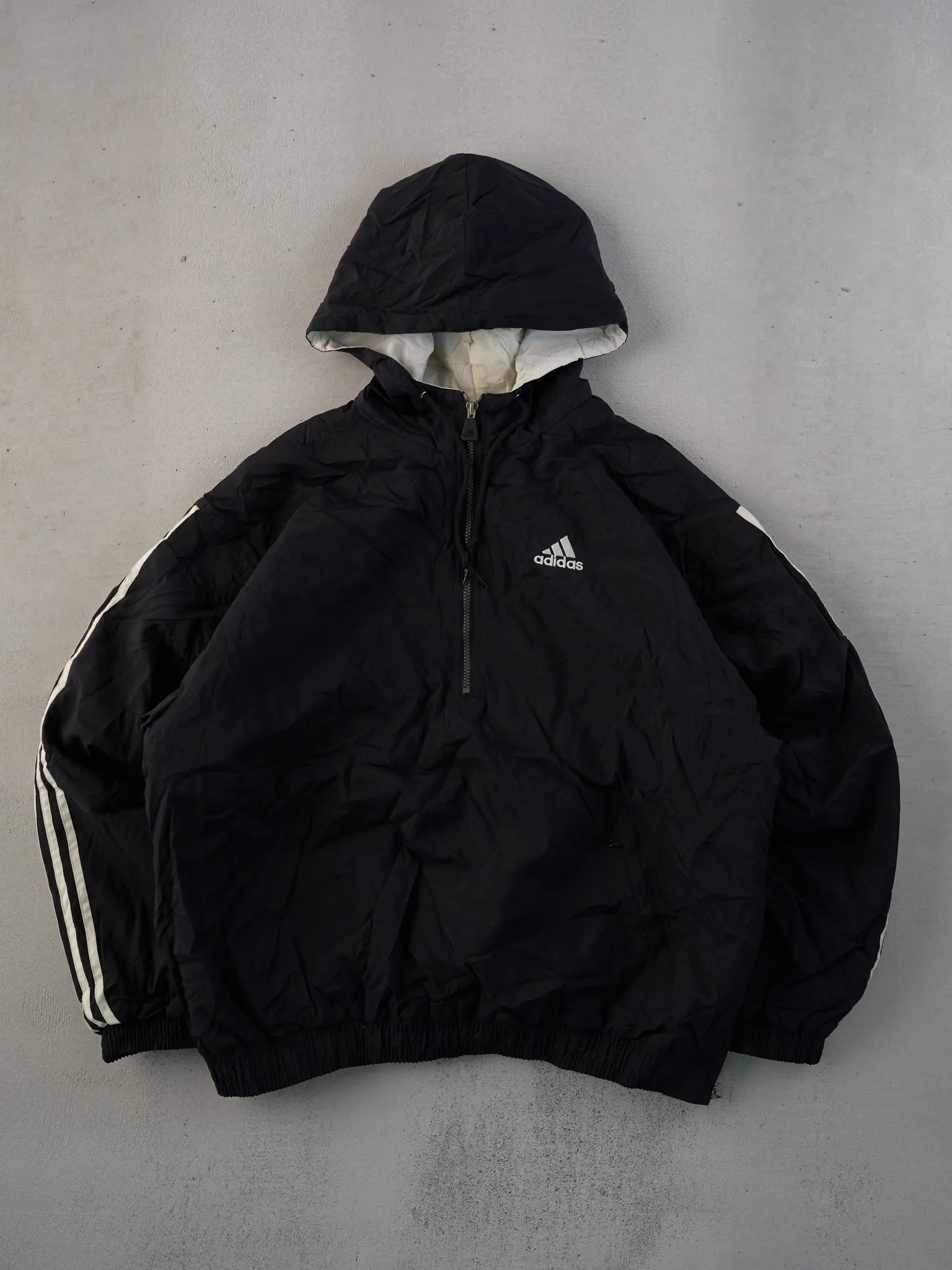 Vintage 90s Black Adidas 1/4 Zip Windbreaker Jacket (XL) sold by Rebalance Vintage