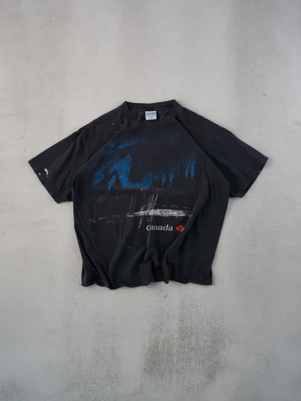 Vintage 90s Black Canada Nature Outdoor Graphic Tee (L) sold by Rebalance Vintage