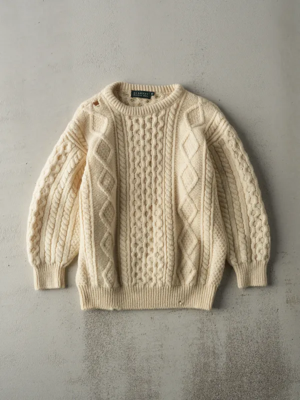Vintage 80s Beige Cable Knit Sweater (M) sold by Rebalance Vintage