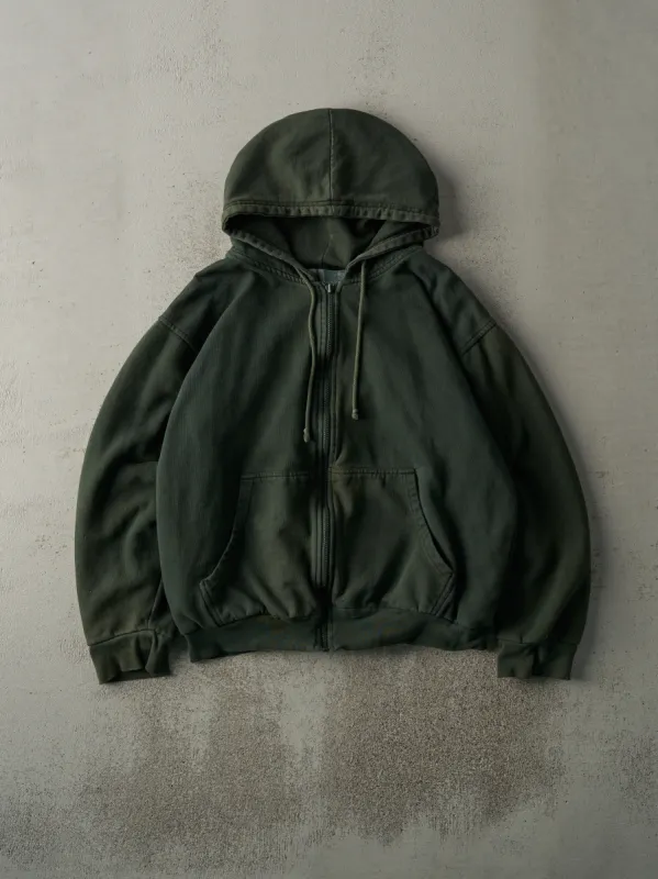 Vintage 90s Forest Green Reversible Flannel Zip Up Hoodie (M) sold by Rebalance Vintage