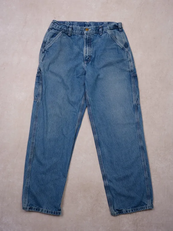Vintage 90s Washed Blue Carhartt Denim Carpenter Pants (30x29) sold by Rebalance Vintage