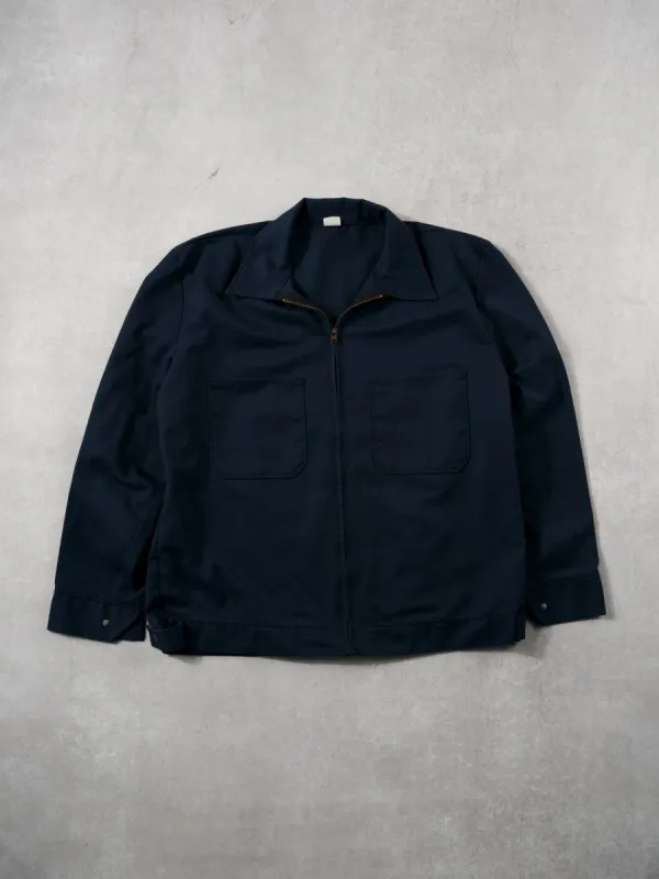 Vintage 70s Navy Blue Workwear Jacket (L) sold by Rebalance Vintage