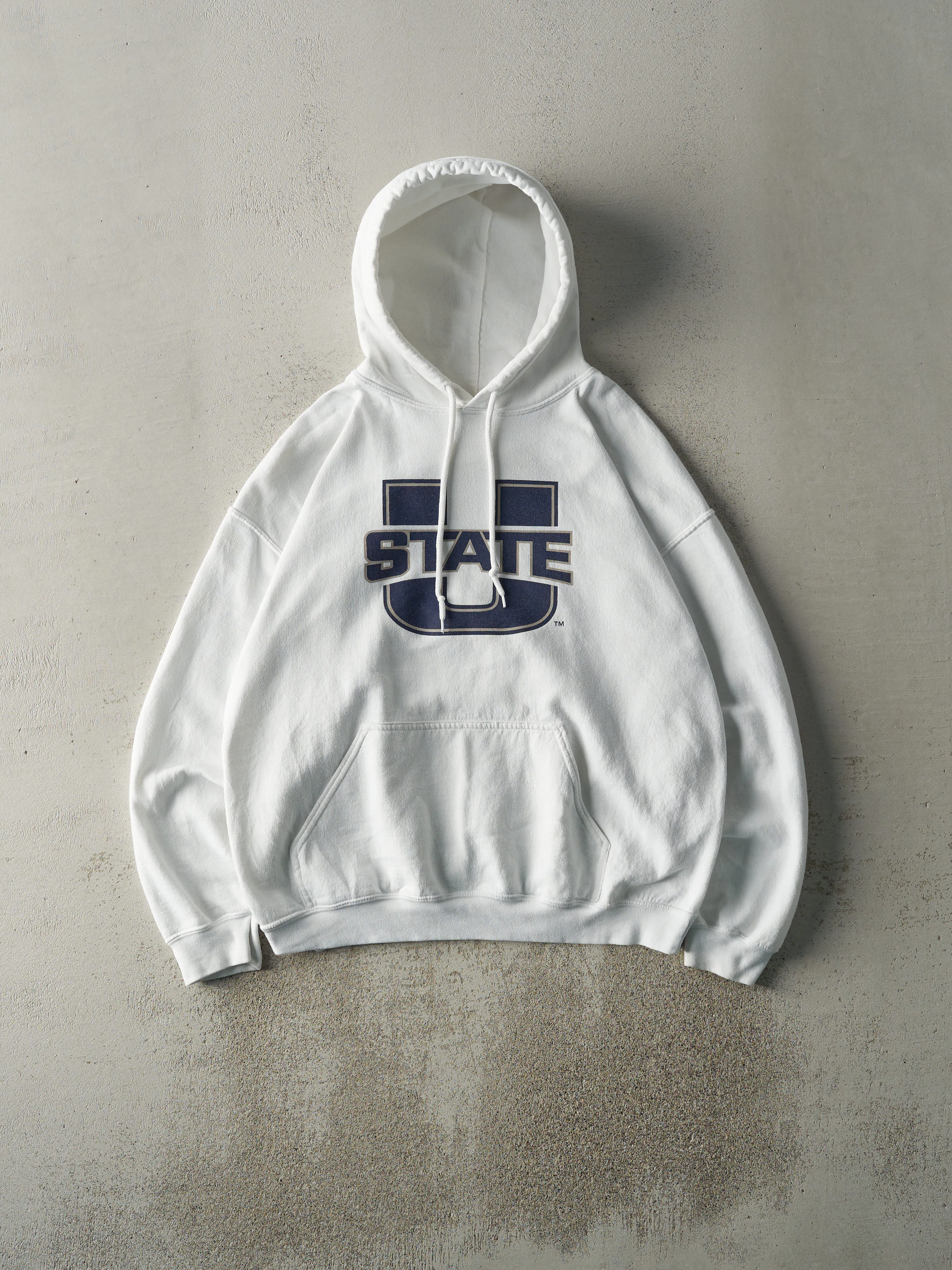 Vintage Y2K White Utah State University Hoodie (L) sold by Rebalance Vintage
