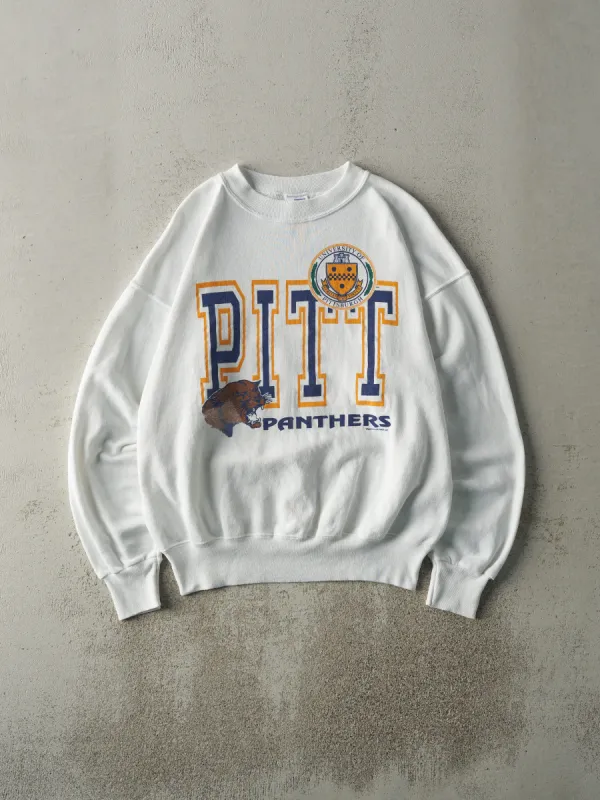 Vintage 90s White University of Pittsburgh Panthers Crewneck (L) sold by Rebalance Vintage