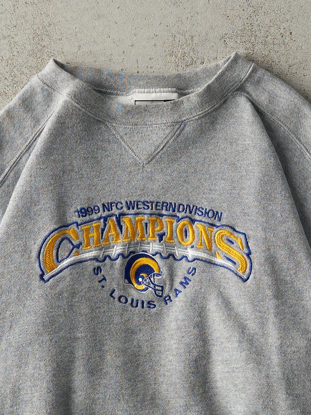 Vintage 99' Grey St Louis Rams NFC Western Division Champions Crewneck (L) sold by Rebalance Vintage product image thumbnail 2
