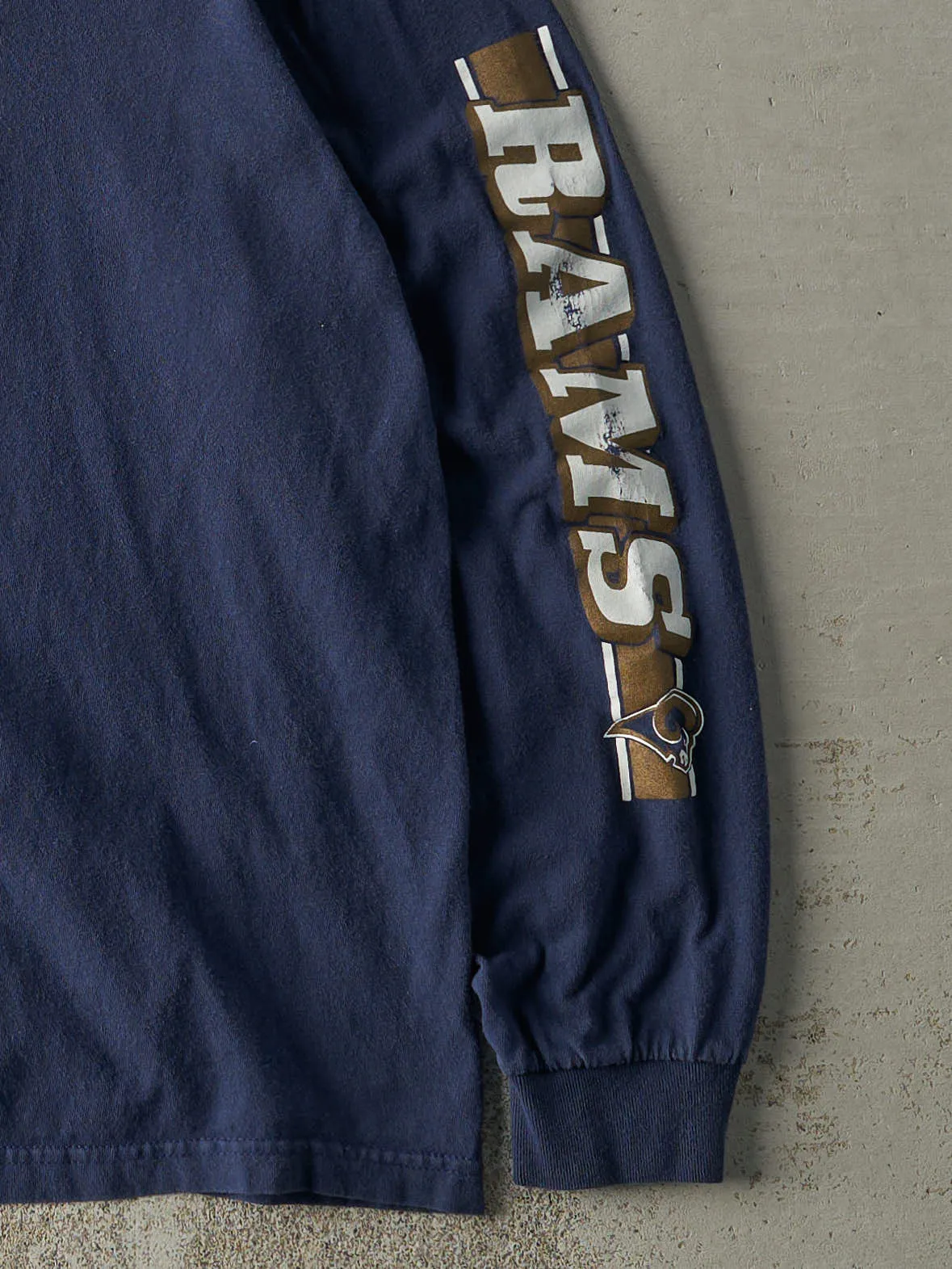 Vintage 90s Navy Blue St. Louis Rams Long Sleeve (L/XL) sold by Rebalance Vintage product image thumbnail 3