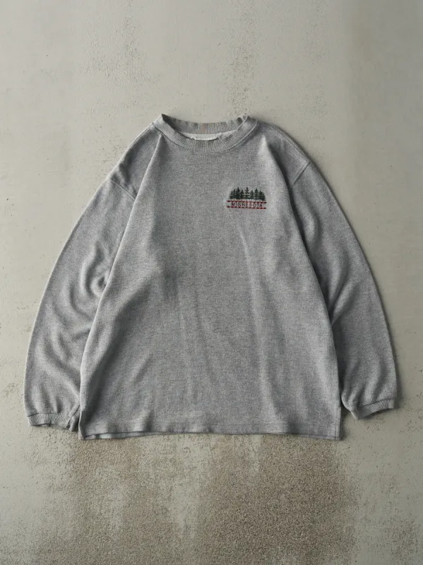 Vintage Y2K Grey Embroidered Minnesota Thermal Long Sleeve (L) sold by Rebalance Vintage