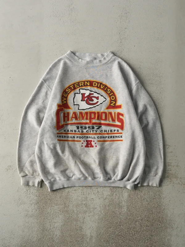 Vintage 97' Heather Grey Kansas City Chiefs Champs Crewneck (M/L) sold by Rebalance Vintage