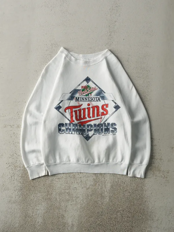 Vintage 87' White Minnesota Twins World Series Champions Crewneck (S) sold by Rebalance Vintage