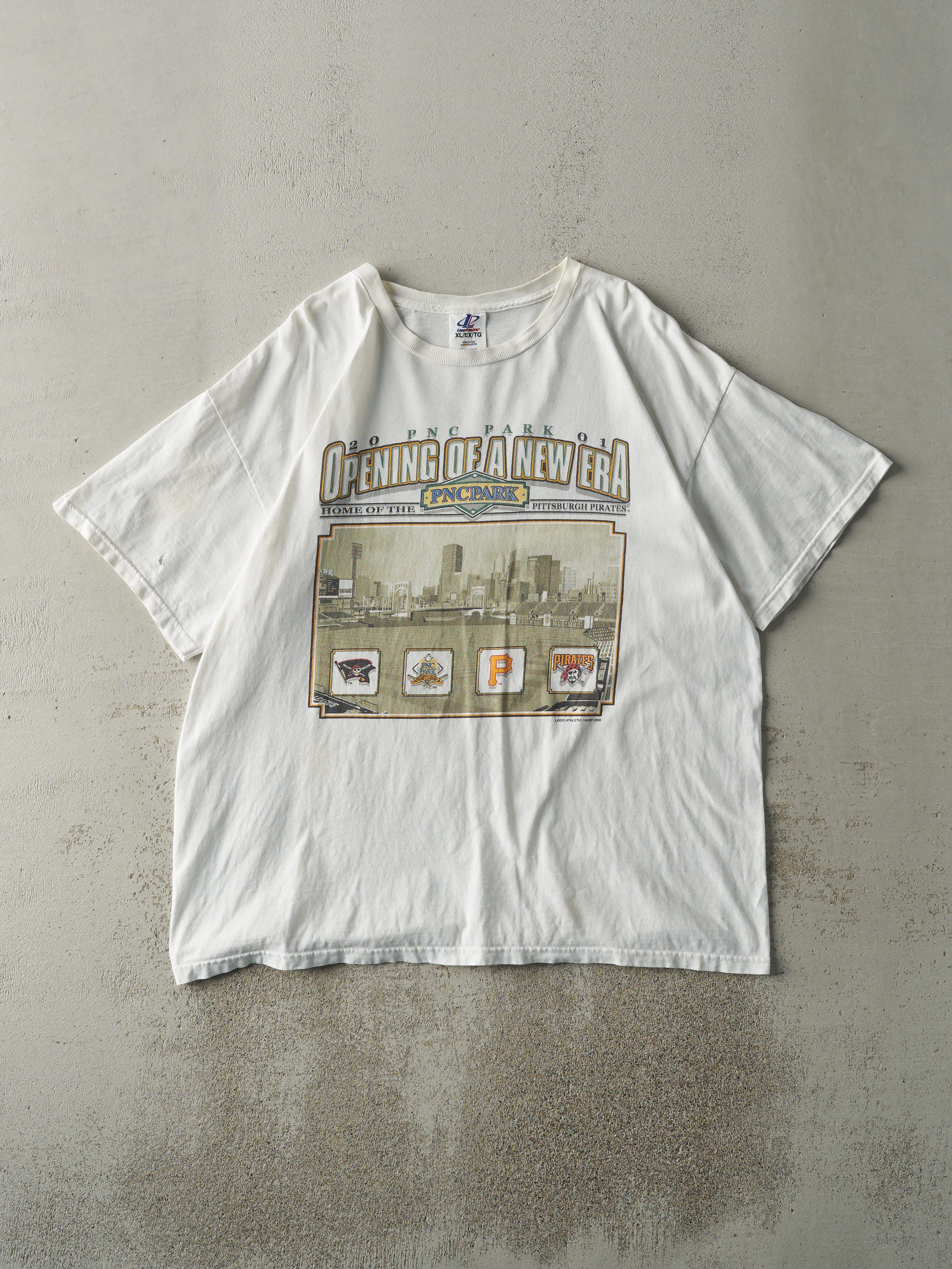 Vintage 00' White PNC Park Opening Pittsburgh Baseball Tee (L/XL) sold by Rebalance Vintage